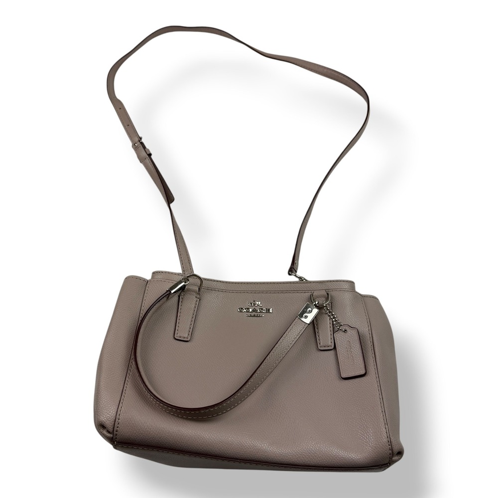 Coach Margot Carryall Taupe Crossgrain Leather Satchel Crossbody Bag F34607